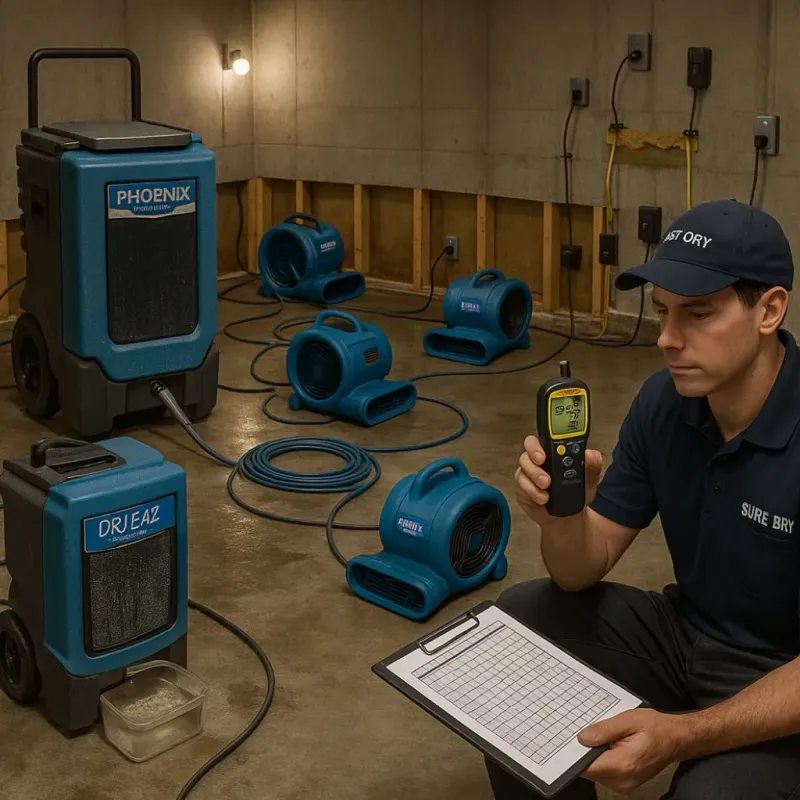 Structural Drying and Dehumidification process in Barnesville, MN